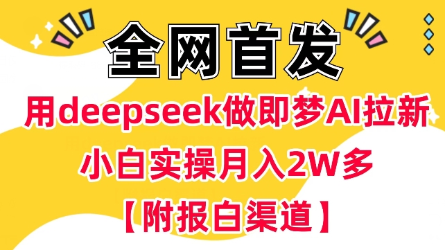 用deepseek做即梦Ai拉新 小白实操月入过W+【附报白渠道】-E六资源