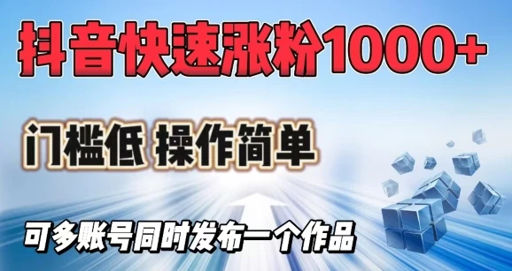图片[1]-抖音快速涨1000+粉，门槛低操作简单，可多账号同时发布一个作品-E六资源