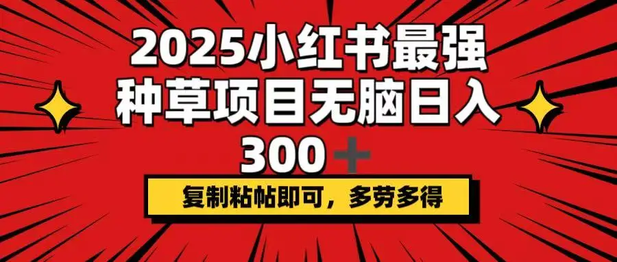 图片[1]-2025小红书最强种草项目，无脑日入300+，复制粘帖即可，多劳多得-E六资源