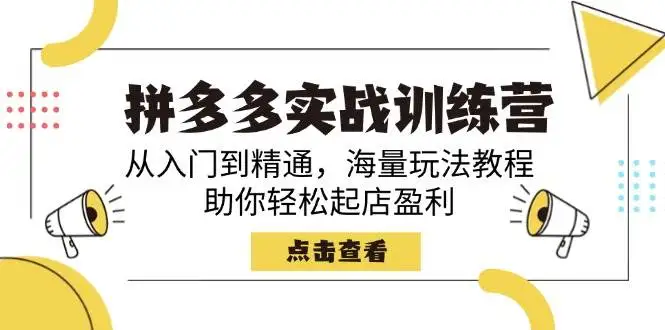 图片[1]-拼多多实战训练营，从入门到精通，海量玩法教程，助你轻松起店盈利-E六资源