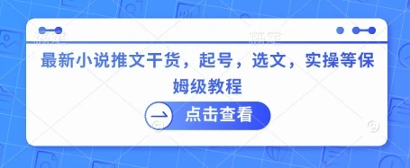 图片[1]-最新小说推文干货，起号，选文，实操等保姆级教程-E六资源