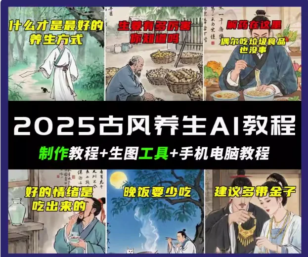 图片[1]-抖音AI古风养生视频教程日入五张 轻松涨粉 10W+-E六资源