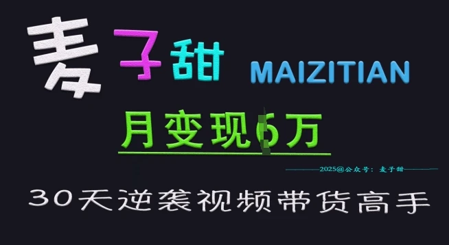 图片[1]-麦子甜30天逆袭视频带货高手，单月变现6W加特训营-E六资源