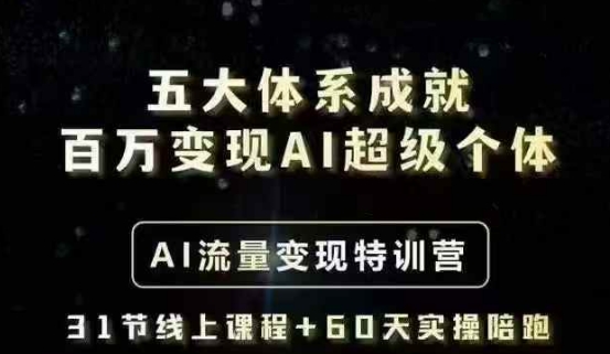 五大体系成就百万变现AI超级个体- AI流量变现特训营，一步一步教你一个人怎么年入百W-E六资源