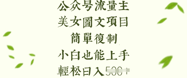 流量主长期收益项目，美女图片简单复制，小白也能上手，轻松日入5张-E六资源