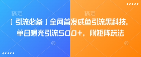 【引流必备】全网首发咸鱼引流黑科技，单日曝光引流500+，附矩阵玩法-E六资源