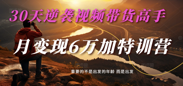 2025视频带货30天逆袭视频带货高手，单月变现6万加特训营-E六资源