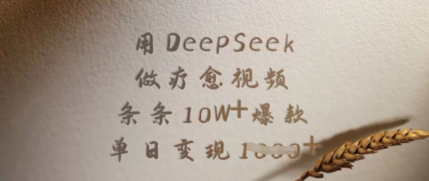 用DeepSeek做疗愈视频，条条10W+爆款，单日变现多张-E六资源
