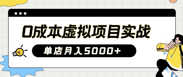 0成本虚拟项目实战手把手教你落地，单店月入5k-E六资源