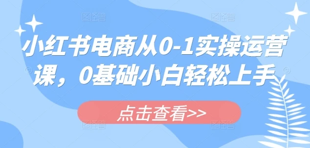 图片[1]-小红书电商从0-1实操运营课，0基础小白轻松上手-E六资源
