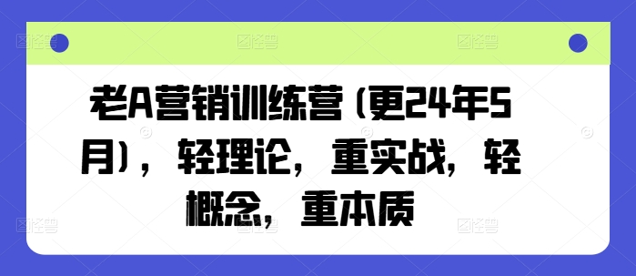 老A营销训练营(更25年3月)，轻理论，重实战，轻概念，重本质-E六资源