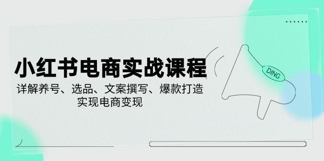 小红书电商实战课程，详解养号、选品、文案撰写、爆款打造，实现电商变现-E六资源