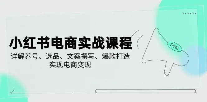 图片[1]-小红书电商实战课程，详解养号、选品、文案撰写、爆款打造，实现电商变现-E六资源