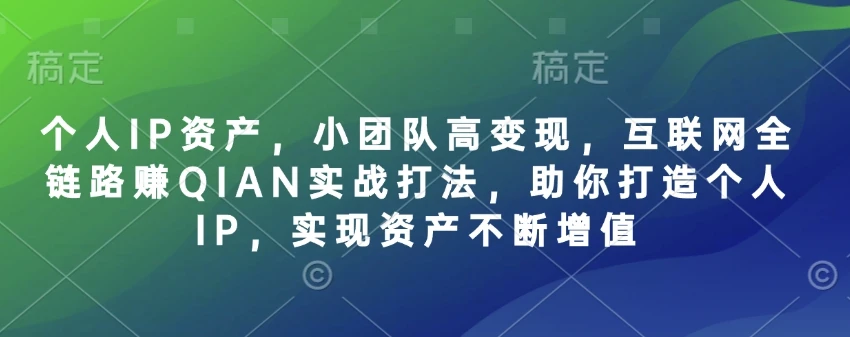 图片[1]-个人IP资产，小团队高变现，互联网全链路赚QIAN实战打法，助你打造个人IP，实现资产不断增值-E六资源