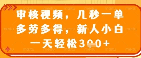 图片[1]-审核视频，几秒一单，多劳多得，新人小白一天轻松3张-E六资源