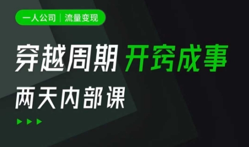 一人公司：流量变现课，一人公司的方法模型拆解， 拆解富人思维，流量思维，小老板思维等-E六资源