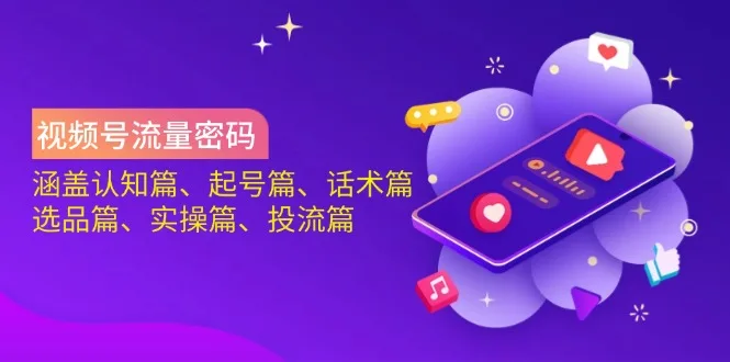 图片[1]-视频号流量密码：涵盖认知篇、起号篇、话术篇、选品篇、实操篇、投流篇-E六资源