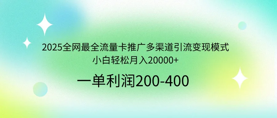 图片[1]-2025全网最全流量卡推广多渠道引流变现模式，小白轻松月入20000+-E六资源