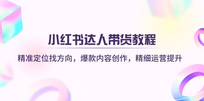 小红书达人带货教程：精准定位找方向，爆款内容创作，精细运营提升-E六资源