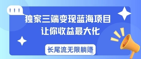 图片[1]-独家三端变现蓝海项目，让你收益最大化，长尾流无限躺挣-E六资源