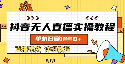 抖音无人直播实操教程，单机日入数张，直播带货详细教程-E六资源