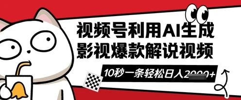 图片[1]-视频号AI解说视频，10秒钟一条，带字幕，带音频，轻轻松松利用创作者分成计划日入数张-E六资源