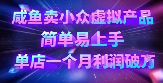 图片[1]-咸鱼卖小众虚拟产品，简单易上手，单店一个月利润破W-E六资源