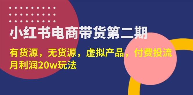 小红书电商带货第二期，有货源，无货源，虚拟产品，付费投流，月利润20w-E六资源