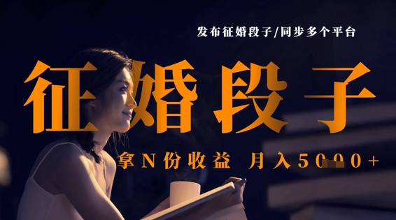 发布征婚段子，同步多个平台，拿N份收益，月入5k-E六资源
