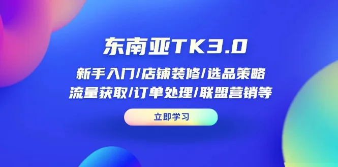 图片[1]-东南亚TK3.0：新手入门/店铺装修/选品策略/流量获取/订单处理/联盟营销等-E六资源