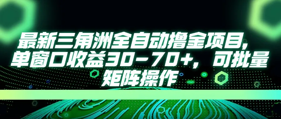 图片[1]-最新三角洲全自动撸金项目，单窗口收益30-70+，可批量矩阵操作-E六资源