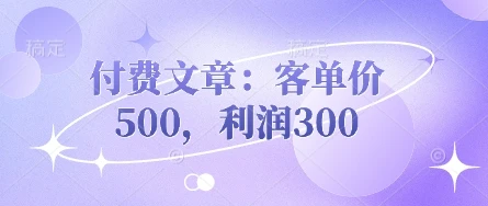 图片[1]-付费文章：客单价500，利润300-E六资源
