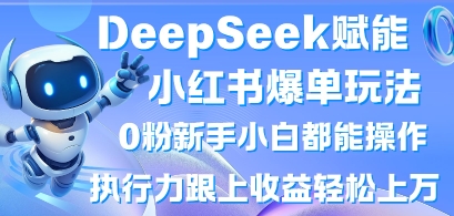DeepSeek赋能小红书爆单玩法0粉新手小白都能操作，执行力跟上收益轻松上W，懒人勿做-E六资源