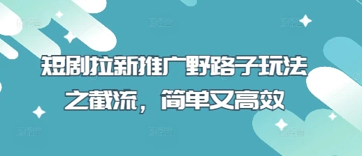 图片[1]-短剧拉新推广野路子玩法之截流，简单又高效-E六资源