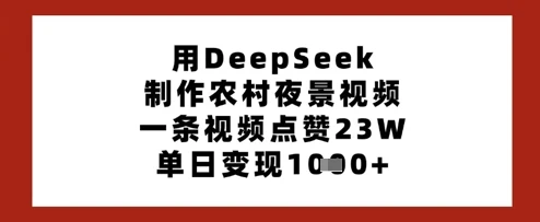 图片[1]-用DeepSeek制作农村夜景视频，一条视频点赞23W，单日变现多张-E六资源
