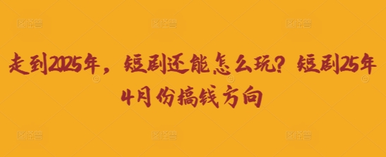 走到2025年，短剧还能怎么玩？短剧25年4月份搞钱方向-E六资源