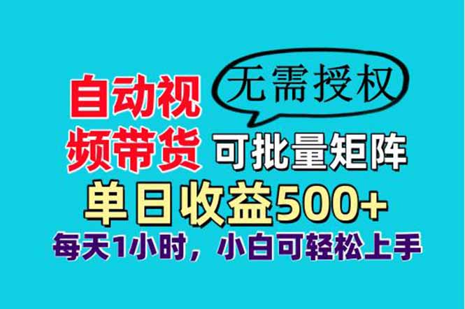 自动视频带货，可批量矩阵，单日收益500+、轻松实现睡后收益，小白可…-E六资源
