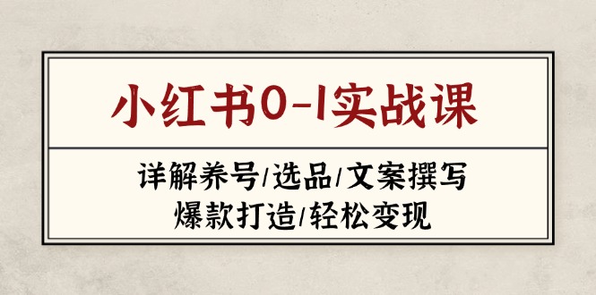 小红书0-1实战课(2023-2025)，详解养号/选品/文案撰写/爆款打造/轻松变现-E六资源