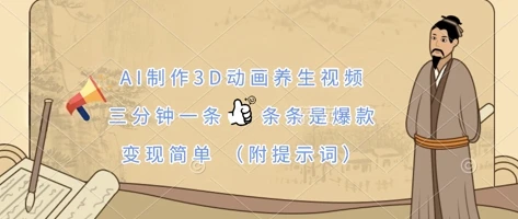 图片[1]-AI制作3D动画养生视频，三分钟一条，条条是爆款，变现简单(附提示词)-E六资源