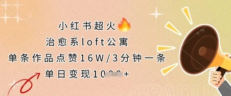 图片[1]-小红书超火的治愈系loft公寓，单条作品点赞16W，3分钟一条，单日变现数张-E六资源