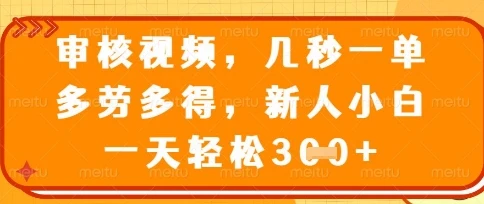 图片[1]-最新审核视频，几秒一单，多劳多得，新人小白一天轻松3张-E六资源