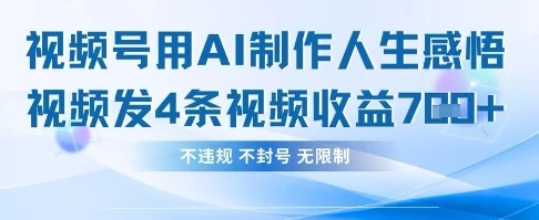 图片[1]-用AI做人生感悟视频，4条视频当天收益782-E六资源
