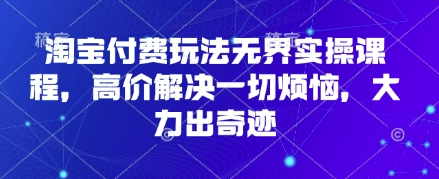 淘宝付费玩法无界实操课程，高价解决一切烦恼，大力出奇迹-E六资源