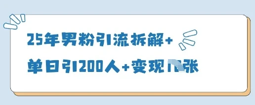 图片[1]-25年男粉引流拆解+单日引200人+变现多张-E六资源