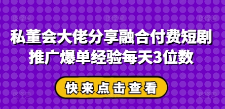 私董会大佬分享融合付费短剧推广爆单经验每天3位数-E六资源