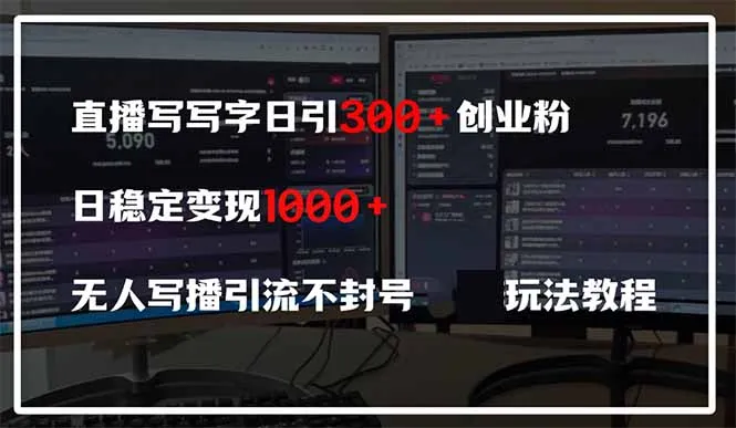 图片[1]-直播写写字日引300+创业粉，日稳定变现600+无人写播引流不封号，玩法教程-E六资源