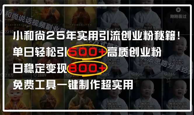 图片[1]-小和尚2025年实用引流秘籍！单日轻松引500+高质量创业粉，日变现800+，…-E六资源