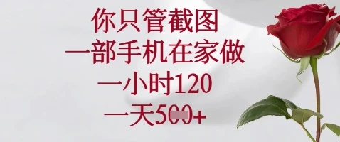 图片[1]-你只管截图，一部手机在家做，苹果安卓都可以，一小时120，一天5张+-E六资源