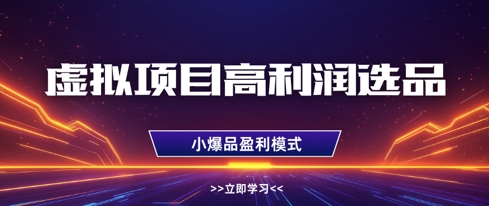 虚拟项目高利润选品方法，做好单店利润1W+，可多店倍增利润-E六资源
