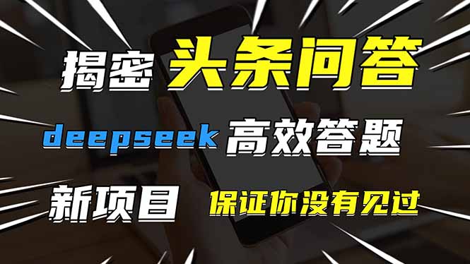 头条问答，刚出的新玩法！保证你没见过！用DeepSeek去高效答题，一个账…-E六资源
